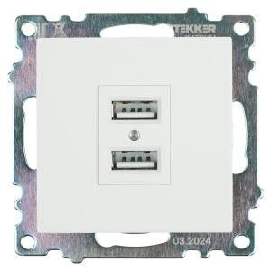 Розетка USB 2-м 250B 2,1А С/У Белый Катрин