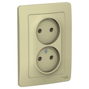 Розетка 2-м 16А С/У Бежевый Blanca