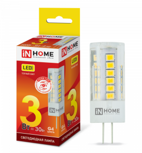 Лампа светодиодная LED-JC-VC 3Вт 12В G4 3000К 260Лм IN HOME