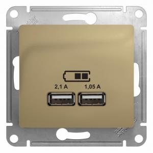 Розетка USB А+А 5В 2,1А С/У Титан Glossa