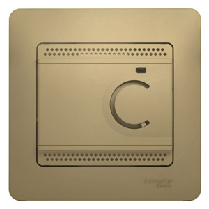 Термостат для теплого пола с датчиком 10A в сборе с рамкой Титан Glossa