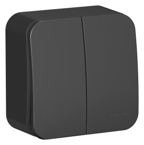 Выключатель 2-кл 10А О/У изолирующая пластина Антрацит Blanca