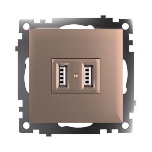 Розетка USB 2-м 250B 2,1A С/У Шампань Катрин