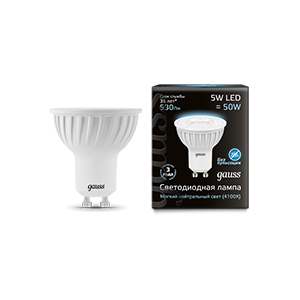 Лампа светодиодная Gauss LENS MR16 GU10 5W 4100K