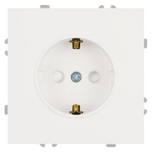 Розетка 1-м 16А С/У З/К со шторками Белый фарфор Эмили