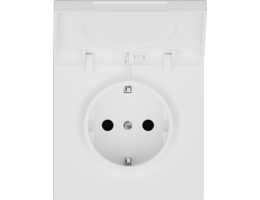 Накладка для розетки 1-м Schuko 16А с крышкой Матовый белый R98 Donel
