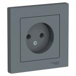 Розетка 1-м 16А С/У в сборе с рамкой Грифель AtlasDesign