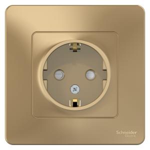 Розетка 1-м 16А С/У З/К со шторками Титан Blanca