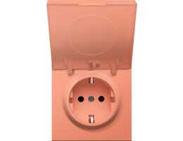 Накладка для розетки 1-м Schuko 16А с крышкой Матовый коралл R98 Donel