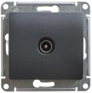 Розетка TV антенна С/У проходная Антрацит Glossa