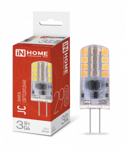 Лампа светодиодная LED-JC 3Вт 12В G4 4000К 290Лм IN HOME