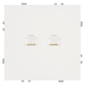 Розетка RJ45+RJ45 С/У Белый фарфор Эмили