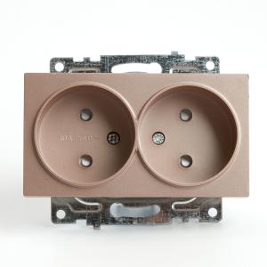 Розетка 2-м 10А С/У со шторками Шампань Катрин