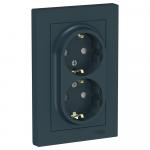 Розетка 2-м 16А С/У З/К со штор.в сборе с рамкой Изумруд AtlasDesign