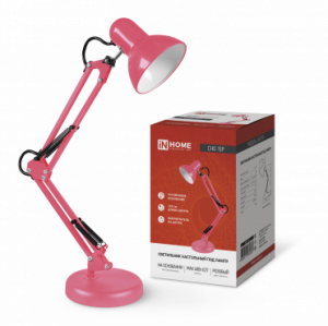 Светильник настольный под лампу на основании + струбцина СНО 15Р 60Вт E27 230В РОЗОВЫЙ IN HOME