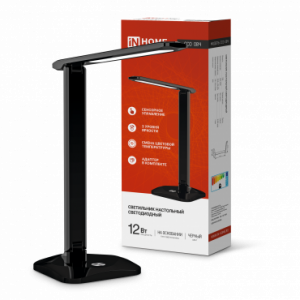 Светильник настольный светодиодный ССО 08Ч 12Вт 600лм сенсор-диммер, адапт ЧЕРНЫЙ IN HOME