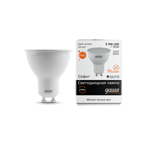 Лампа светодиодная Gauss Elementary MR16 GU10 5.5W 2700К 1/10/100