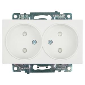 Розетка 2-м 10А С/У со шторками Белый Катрин