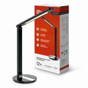 Светильник настольный светодиодный ССО 07Ч 12Вт 600лм сенсор-диммер, адапт ЧЕРНЫЙ IN HOME