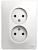 Розетка 2-м 16А С/У в сборе с рамкой Белый Glossa
