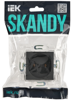 Розетка 1-м 10А С/У Графит Skandy