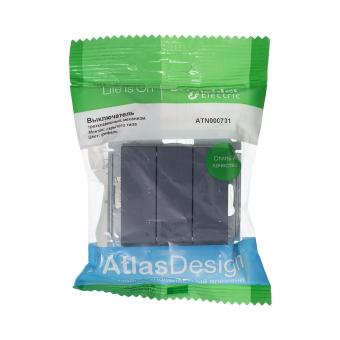 Выключатель 3-кл 10А С/У Грифель AtlasDesign