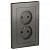 Розетка 2-м 16А С/У со шторками в сборе с рамкой Сталь AtlasDesign