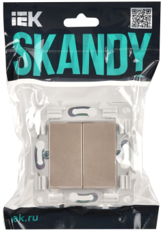 Переключатель 2-кл 10А С/У перекрестный Песочный Skandy