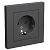 Розетка 1-м 16А С/У З/К со штор.в сборе с рамкой Базальт AtlasDesign