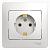 Розетка 1-м 16А С/У З/К в сборе с рамкой Белый Glossa