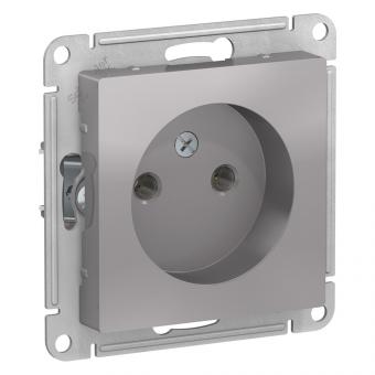 Розетка 1-м 16А С/У Алюминий AtlasDesign