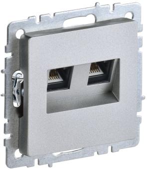 Розетка RJ45+RJ45 кат.5Е С/У Алюминий Brite