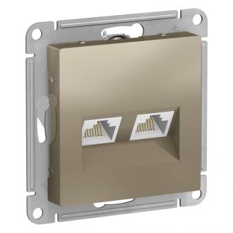 Розетка RJ45+RJ45 кат.5Е С/У Шампань AtlasDesign