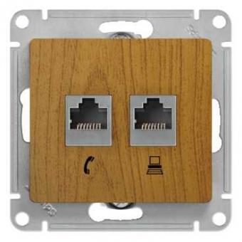 Розетка RJ45+RJ45 кат.5Е С/У Дуб Glossa