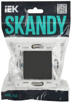 Переключатель 1-кл 10А C/У проходной Графит Skandy
