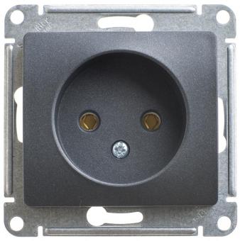 Розетка 1-м 16А С/У Антрацит Glossa