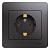 Розетка 1-м 16А С/У З/К в сборе с рамкой Графит Glossa